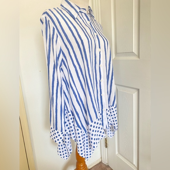 Scapa Lauren Perre Striped Button Up Blouse - Picture 2 of 8